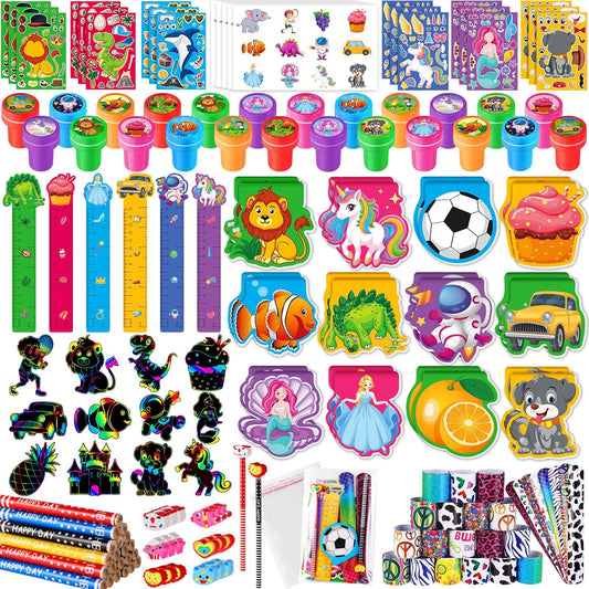 BenLouis Kids' Party Favor Set - 120 Pcs Stampers, Pencils & Stickers for Birthdays | Classroom Rewards
