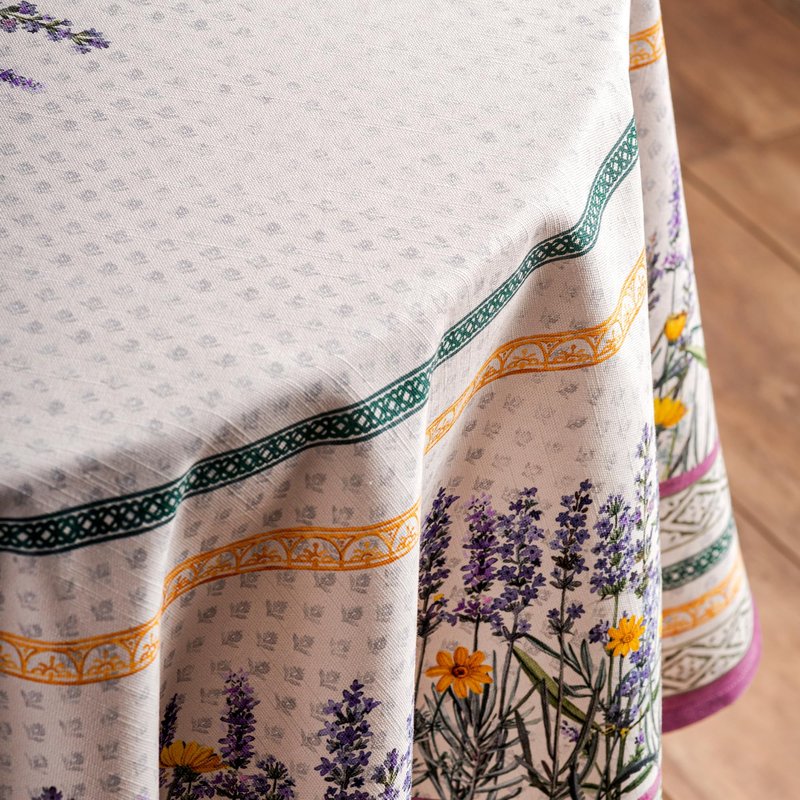 Maison d' Hermine Table Cloth Round Table 100% Cotton 69 Round Inches Tablecloth Reusable Decorative for Dining Kitchen Room Farmhouse Home Gifts for Mothers Day Spring Summer - Fanny Lavender