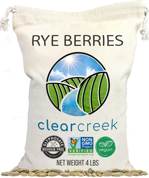 CLEAR CREEK Certified Glyphosate Residue Free Rye Berries | 4 lb | Non-GMO Project Verified | North American Grown