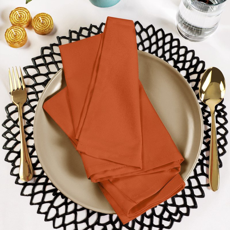 Utopia Kitchen Orange Cloth Napkins [12 Pack, 18x18 Inch] Absorbent Cotton Blend Washable and Reusable for Halloween, Thanksgiving, Dinner, Restaurant, Lunch, Wedding and Hotel