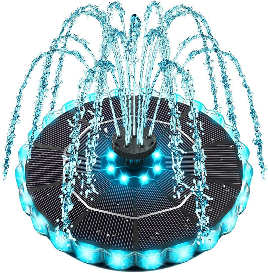 Yzert Solar Fountain - Colorful Ring Lights & 3.5W Pump with 2000mAh Battery | Ideal for Bird Baths, Ponds, Pools