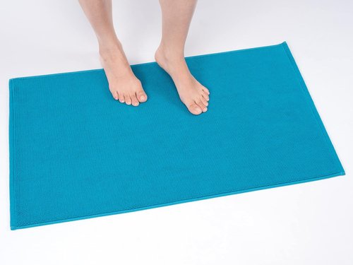 Cotton Paradise 100% Cotton Bath Mat - Soft, Absorbent, Quick-Dry | 20x34 Inch Aqua Blue Rug
