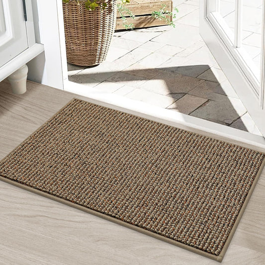 BEQHAUSE Dirt Trapper Door Mat - Non-Slip Washable Entrance Mat | 20" x 32" Beige, Absorbent & Dirt Resistant
