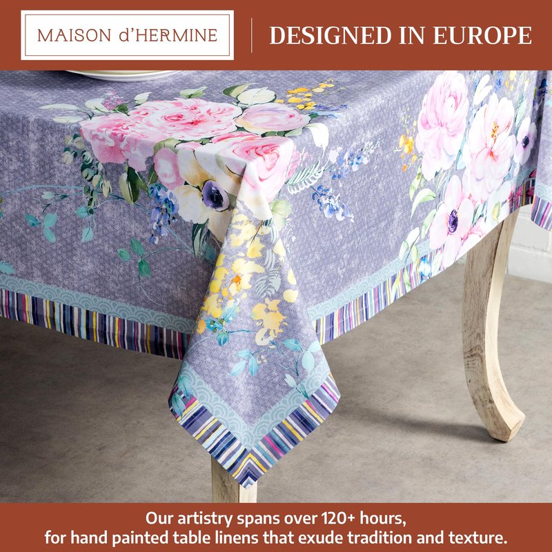 Maison d' Hermine Table Cloth Rectangle Table 100% Cotton 54 x 72 Inches Tablecloth Reusable Decorative for Dining Kitchen Farmhouse Gifts for Mothers Day Spring Summer - Sweet Rose Lavender - Lush