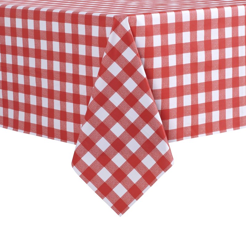 sancua Checkered Vinyl Rectangle Tablecloth - 54 x 78 Inch - 100% Waterproof Oil Proof Spill Proof PVC Table Cloth, Wipe Clean Table Cover for Dining Tables, Buffet Parties and Camping, Red and White