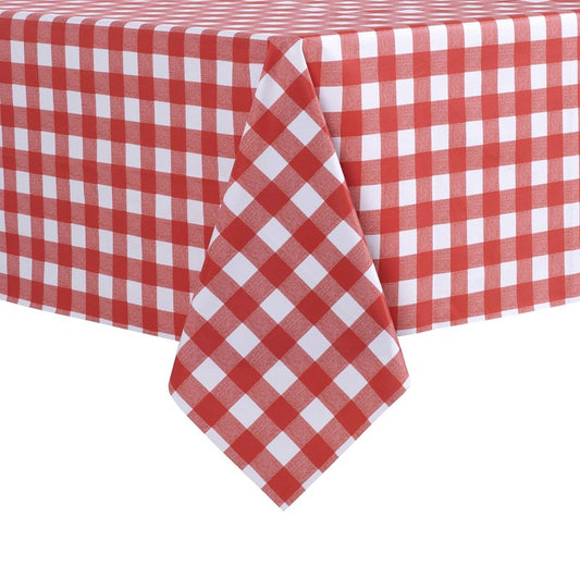 sancua Checkered Vinyl Rectangle Tablecloth - 54 x 78 Inch - 100% Waterproof Oil Proof Spill Proof PVC Table Cloth, Wipe Clean Table Cover for Dining Tables, Buffet Parties and Camping, Red and White