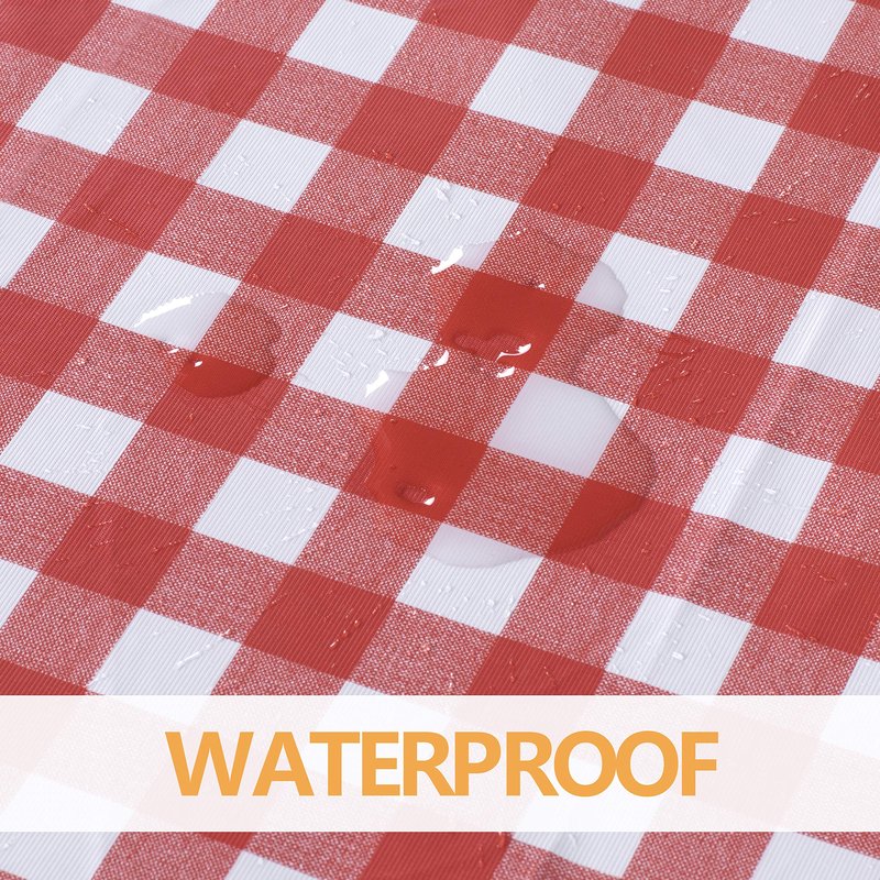 sancua Checkered Vinyl Rectangle Tablecloth - 54 x 78 Inch - 100% Waterproof Oil Proof Spill Proof PVC Table Cloth, Wipe Clean Table Cover for Dining Tables, Buffet Parties and Camping, Red and White