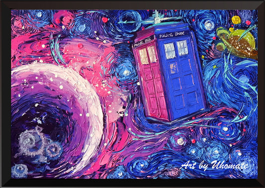 Uhomate Tardis Dr Who Doctor Telephone Booth Wall Decor Vincent Van Gogh Starry Night Posters Home Canvas Wall Art Print Nursery Decor Living Room Wall Decor A099 (18X24)