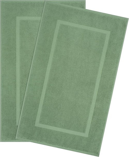Cotton Paradise 100% Cotton Bath Mats - Soft, Absorbent, Quick-Dry Set of 2 | Sage Green 20x34 Inches