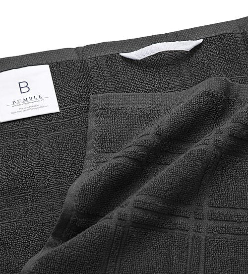Dish Towel 16"x26" | Grey Windowpane Design | Kitchen Hand Towels, Large Tea Towel Set | Natural Ring Spun Cotton Dish Towels for Kitchen | Soft, Highly Absorbent | 400 GSM – 6 Pack