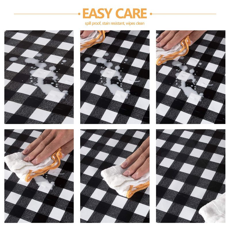 sancua Checkered Vinyl Rectangle Tablecloth 54 x 78 Inch, 100% Waterproof Oil Proof Spill Proof PVC Plaid Table Cloth, Wipe Clean Buffalo Table Cover for Dining Tables Buffet Parties, Black and White