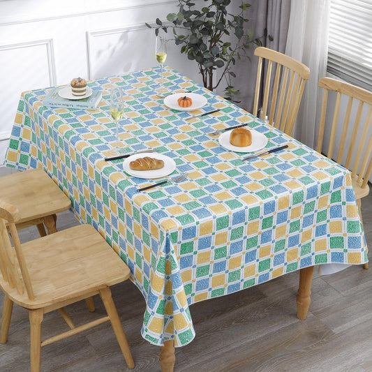 Walrus Heavy Duty Vinyl Tablecloth with Flannel Backing Waterproof Oil-Proof Plastic Table Cloth Stain-Resistant Wipeable Table Cover for Indoor and Outdoor (Stained Glass Checkered,54x54 Inch)