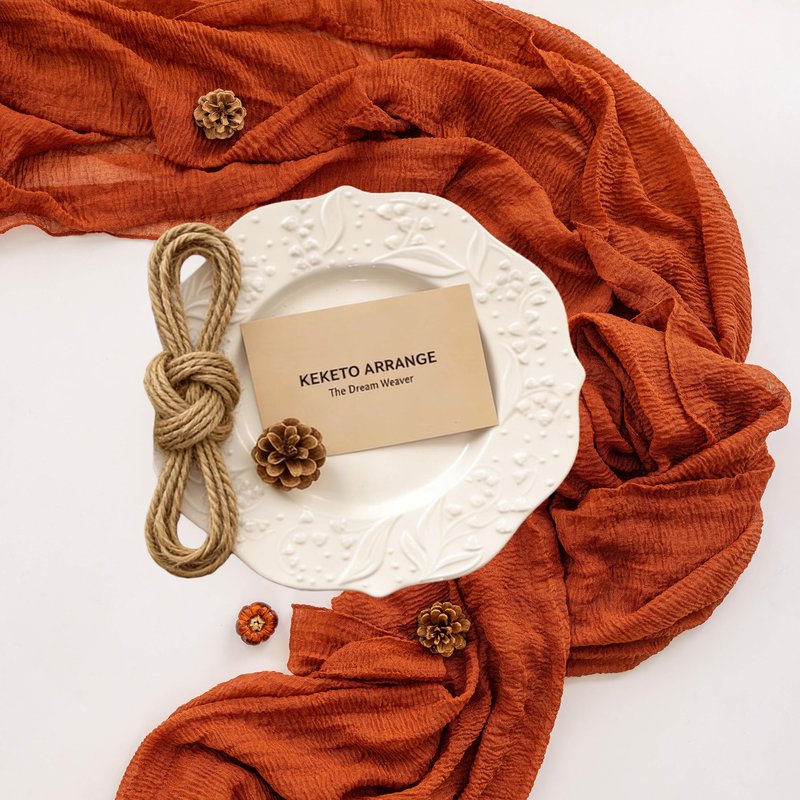 Keketoarrange 3pcs Fall Terracotta Table Runner Rust Gauze Rustic Cheesecloth 120 Inch 10 FT for Wedding Baby Shower Bridal Shower Birthday Engagement Garden Party Sheer Boho Thanksgiving Decorations