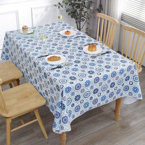 Heavy Duty Vinyl Tablecloth with Flannel Backing Waterproof Oil-Proof Plastic Table Cloth Stain-Resistant Wipeable Rectangle or Square Table Cover for Indoor and Outdoor (Floral Vine,60x102 Inch)