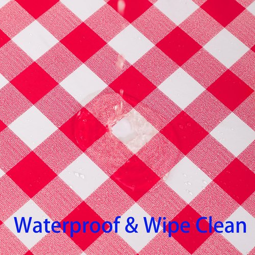 Heavy Duty Vinyl Tablecloth with Flannel Backing Waterproof Oil-Proof Plastic Table Cloth Stain-Resistant Wipeable Rectangle or Square Table Cover for Indoor and Outdoor (Red Checkered, 60x84 Inch)
