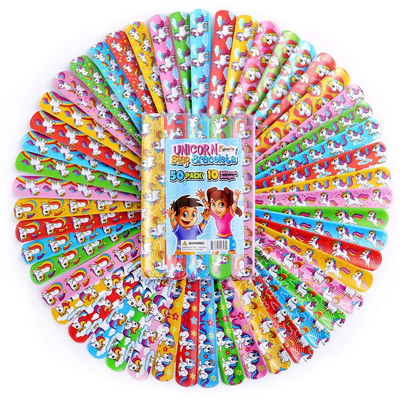 Giraffe 50 Pack Unicorn Slap Bracelets for Kids - Easter Eggs Fillers for Goody Bag - Easter Eggs Stuffers Bulk - Easters Basket Stuffers for kids Party Favors
