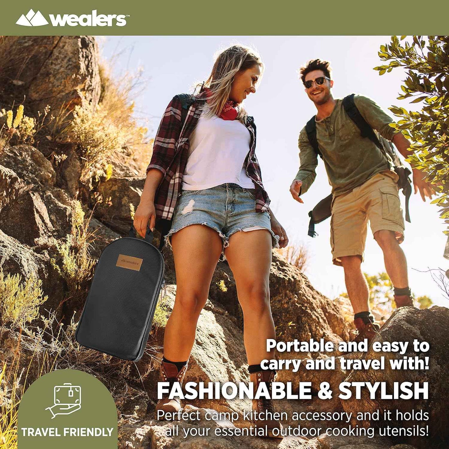 Portable Camp Kitchen Utensil Set - Compact BBQ Accessories & Travel Organizer for Hiking & Backpacking